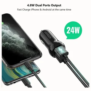 Ugreen 50875 Dual-Port Car Charger, 2 x USB-A, 24W Total Output 12W Per Port, Aluminum Alloy