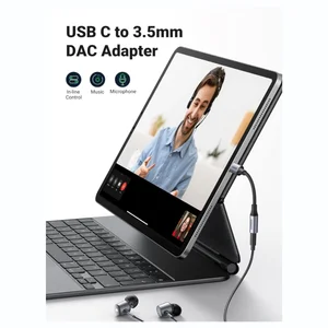 UGREEN USB-C to 3.5mm Audio Adapter, Type C to Aux 24bit/96KHz, HiFi DAC, In-Line Control for Volume and Calling, Grey, 80154