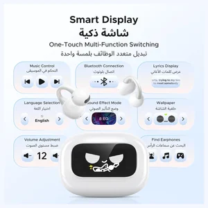 UGREEN ClipBuds Magic Open-Ear Wireless Earbuds, Smart Touchscreen With Custom Wallpaper, Bluetooth 5.4, 30H Playtime, 12mm Bio-Diaphragm Stereo Sound, IPX5 Waterproof, 55136 WS208