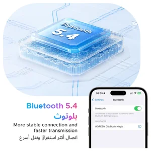 UGREEN ClipBuds Magic Open-Ear Wireless Earbuds, Smart Touchscreen With Custom Wallpaper, Bluetooth 5.4, 30H Playtime, 12mm Bio-Diaphragm Stereo Sound, IPX5 Waterproof, 55136 WS208