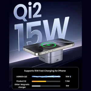 UGREEN MagFlow Qi2 15W 2-in-1 Foldable Wireless Charging Station, Qi2 Certified 15W Wireless Charging, 15W Phone and 5W Earbuds, N48*16 Magnets, Model 35316