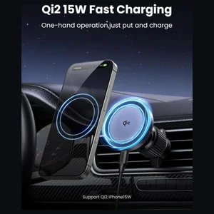 UGREEN Qi2 15W Magnetic Wireless Car Charger Mount, Auto-Align, Air Vent Mount, LED Lights, 17pcs N52 Magnets, 360 Degree Rotation, W708 35970