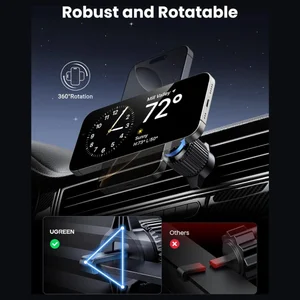 UGREEN Qi2 15W Magnetic Wireless Car Charger Mount, Auto-Align, Air Vent Mount, LED Lights, 17pcs N52 Magnets, 360 Degree Rotation, W708 35970