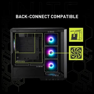 MSI MAG PANO M100R PZ Premium Mid-Tower Gaming PC Case, 270-Degree Tempered Glass, 4x ARGB 120mm Fans, Up to 360mm Radiator Support