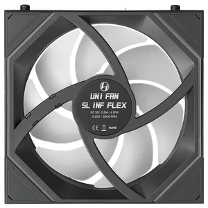 Lian Li UNI Fan SL Infinity FLEX 120mm Wireless Normal Blade ARGB Fan 3 Pack, L-Wireless Controller Included, Three-Zone ARGB Lighting, Dual-Sided Frame Design, Black 12SLIN1F3B