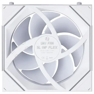 Lian Li UNI Fan SL-INF Flex 120mm Normal Blade ARGB Fan 3 Pack, Three-Zone ARGB Lighting, Dual-Sided Frame Design, FDB Bearing Optimized, Controller Included, White, G9F.12SLIN1F3W.00