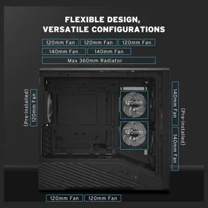 Lian Li Vector V150 INF Micro ATX PC Case, 3x ARGB PWM Fans 2x140mm and 1x120mm, Infinity Mirror Front Panel, Tempered Glass Front and Side, Supports Backconnect M-ATX and 360mm Radiator, Black, G99.V150INFX.00