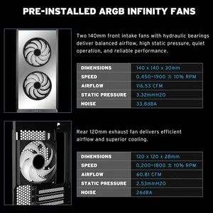 Lian Li Vector V150 INF Micro ATX PC Case, 3x ARGB PWM Fans 2x140mm and 1x120mm, Infinity Mirror Front Panel, Tempered Glass Front and Side, Supports Backconnect M-ATX and 360mm Radiator, Black, G99.V150INFX.00