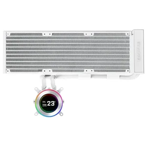 Lian Li Hydroshift II 360 LCD Liquid CPU Cooler, 2.1" IPS LCD 480x480, 3 Control Modes, Side-Mount Water Tubes, White, G89.GHS2LCD36W.00
