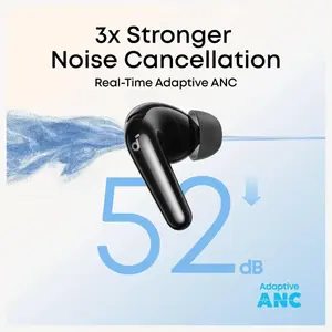 Soundcore R60i NC Wireless Bluetooth Earbuds, Adaptive ANC Up To 52dB, Hi-Res Sound with LDAC, 6-Mic System, 50H Playtime, Fast Charging, Black