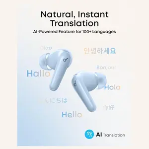 SoundCore R60i NC Wireless Bluetooth Earbuds, Real-Time Adaptive ANC Up To 52dB, Hi-Res Sound With LDAC, 6 AI-Enhanced Mics, 100+ AI Translation, 50H Playtime, Blue