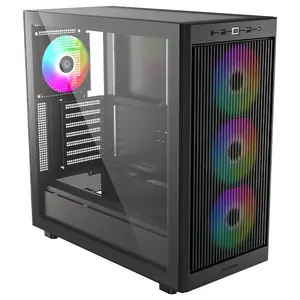 ID-Cooling Ware 510 ARGB ATX Mid-Tower PC Case, Tempered Glass, High-Airflow Mesh Front, 4x120mm ARGB Fans, Up to 360mm Radiator Support, USB Type-C, Black