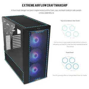 LIAN LI LANCOOL III E-ATX PC Case, Hinged Tempered Glass Doors, Fine Mesh Panels, 4x140mm PWM Fans, High Airflow Mid-Tower Chassis, LANCOOL 3R-X, Black