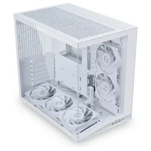 LIAN LI O11D Dynamic Mini V2 FLOW Mid Tower Case, Panoramic View, High-Performance Airflow, 5x120mm Reverse Blade Fans, Tempered Glass Panels, O11DMIV2FW White