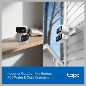 TP-Link Tapo C246D Indoor and Outdoor Dual Lens Pan and Tilt Security Camera, 2K 3MP Dual Lens, 125 Degree FOV Wide-Angle and 6mm Telephoto, IP65 Weatherproof, Smart Night Vision, 2-Way Audio