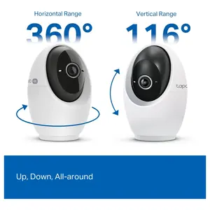 TP-Link C260 Pan and Tilt AI Home Security Wi-Fi Camera, 4K 8MP Video, 360 Degree Horizontal and 116 Degree Vertical, Human Face Recognition, Night Vision Up to 40ft