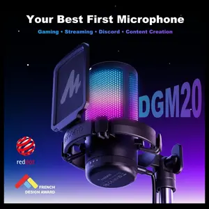 MAONO DGM20S Gaming Microphone for PC, Clear Voice and Noise Reduction, RGB Lighting, Tap-to-Mute, Gain Control, Headphone Monitoring, Boom Arm