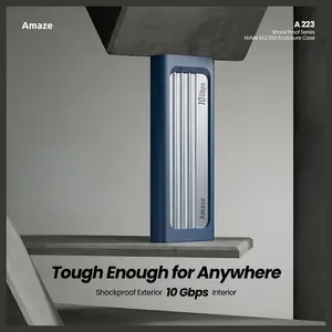 Amaze A223 Shock Proof Series NVMe M.2 SSD Enclosure Case, 10Gbps, Type-C 3.2 Input, USB-A 3.0 and Type-C Output, Aluminum Alloy