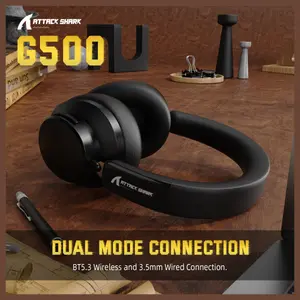 ATTACK SHARK G500 Ultra-Light Dual-Mode Gaming Headset, Bluetooth 5.1 and 3.5mm Wired Dual-Modes, LIGHTSPEED Wireless Technology, Omnidirectional Microphone, Black