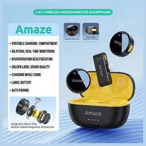 Amaze Audix Core Noise Cancellation Wireless Microphone, Dual Microphone 2-in-1 System, 2.4GHz Wireless Up to 40 Meters, 360 Degree Omnidirectional, Ultra-Low Latency <=20ms, Model A692