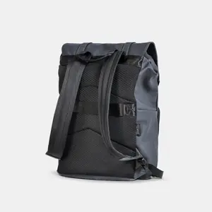 DUKES CITYLINE Backpack, Premium PU Exterior and Polyester Lining, Magnetic Strap Buttons, Zipper and Hasp Closure, Dedicated Computer Interlayer, Fully Waterproof, 32x12x44cm - Pure Black