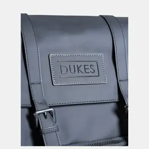 DUKES CITYLINE Backpack, Premium PU Exterior and Polyester Lining, Magnetic Strap Buttons, Zipper and Hasp Closure, Dedicated Computer Interlayer, Fully Waterproof, 32x12x44cm - Pure Black