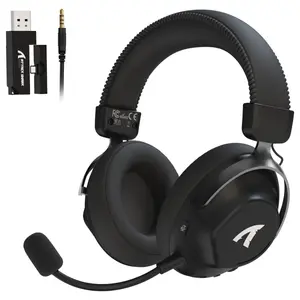 ATTACK SHARK L50 PRO Tri-Mode Wireless Gaming Headset, Virtual 7.1 Surround Sound, 53mm Drivers, Customizable EQ Modes, 1100mAh Battery, Detachable Noise-Cancelling Mic, Black