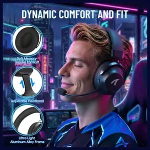 ATTACK SHARK L50 PRO Tri-Mode Wireless Gaming Headset, Virtual 7.1 Surround Sound, 53mm Drivers, Customizable EQ Modes, 1100mAh Battery, Detachable Noise-Cancelling Mic, Black