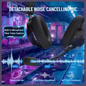 ATTACK SHARK L50 PRO Tri-Mode Wireless Gaming Headset, Virtual 7.1 Surround Sound, 53mm Drivers, Customizable EQ Modes, 1100mAh Battery, Detachable Noise-Cancelling Mic, Black
