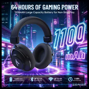 ATTACK SHARK L50 PRO Tri-Mode Wireless Gaming Headset, Virtual 7.1 Surround Sound, 53mm Drivers, Customizable EQ Modes, 1100mAh Battery, Detachable Noise-Cancelling Mic, Black