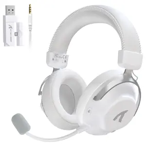 ATTACK SHARK L50 PRO Tri-Mode Wireless Gaming Headset, 7.1 Surround Sound, 53mm Drivers, Bluetooth 5.3, 1100mAh Battery, Detachable Noise-Cancelling Mic, White
