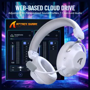 ATTACK SHARK L50 PRO Tri-Mode Wireless Gaming Headset, 7.1 Surround Sound, 53mm Drivers, Bluetooth 5.3, 1100mAh Battery, Detachable Noise-Cancelling Mic, White