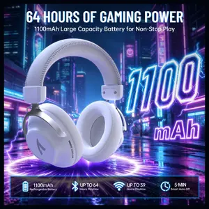 ATTACK SHARK L50 PRO Tri-Mode Wireless Gaming Headset, 7.1 Surround Sound, 53mm Drivers, Bluetooth 5.3, 1100mAh Battery, Detachable Noise-Cancelling Mic, White