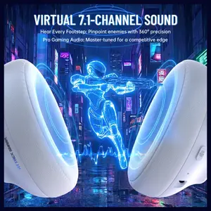 ATTACK SHARK L50 PRO Tri-Mode Wireless Gaming Headset, 7.1 Surround Sound, 53mm Drivers, Bluetooth 5.3, 1100mAh Battery, Detachable Noise-Cancelling Mic, White