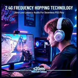 ATTACK SHARK L50 PRO Tri-Mode Wireless Gaming Headset, 7.1 Surround Sound, 53mm Drivers, Bluetooth 5.3, 1100mAh Battery, Detachable Noise-Cancelling Mic, White