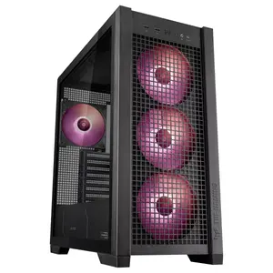 Asus TUF Gaming GT302 ARGB Mid-Tower ATX Case, 4x 140x28mm ARGB Fans, Square-Type Mesh Front Panel, Interchangeable Side Panels, Detachable Top Panel, Hidden-Connector Motherboard Support, Black