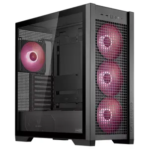 Asus TUF Gaming GT302 ARGB Mid-Tower ATX Case, 4x 140x28mm ARGB Fans, Square-Type Mesh Front Panel, Interchangeable Side Panels, Detachable Top Panel, Hidden-Connector Motherboard Support, Black