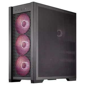 Asus TUF Gaming GT302 ARGB Mid-Tower ATX Case, 4x 140x28mm ARGB Fans, Square-Type Mesh Front Panel, Interchangeable Side Panels, Detachable Top Panel, Hidden-Connector Motherboard Support, Black