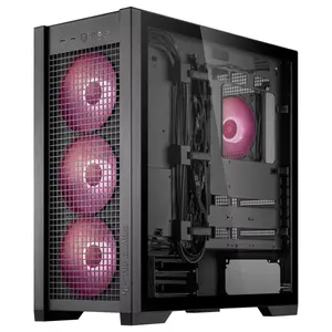 Asus TUF Gaming GT302 ARGB Mid-Tower ATX Case, 4x 140x28mm ARGB Fans, Square-Type Mesh Front Panel, Interchangeable Side Panels, Detachable Top Panel, Hidden-Connector Motherboard Support, Black