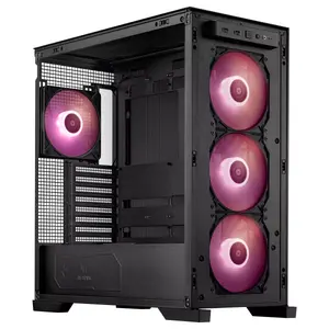 Asus TUF Gaming GT302 ARGB Mid-Tower ATX Case, 4x 140x28mm ARGB Fans, Square-Type Mesh Front Panel, Interchangeable Side Panels, Detachable Top Panel, Hidden-Connector Motherboard Support, Black