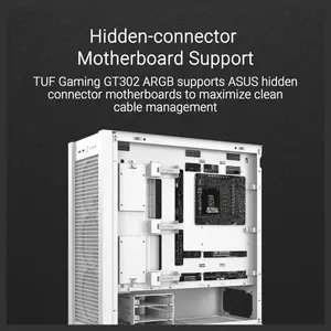 ASUS TUF Gaming GT302 ARGB White Edition ATX Mid-Tower Case, Four 140x28mm ARGB Fans, Interchangeable Panel, Detachable Top Panel, BTF Motherboard Support