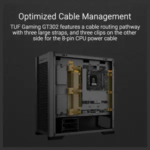 ASUS TUF Gaming GT302 ARGB White Edition ATX Mid-Tower Case, Four 140x28mm ARGB Fans, Interchangeable Panel, Detachable Top Panel, BTF Motherboard Support
