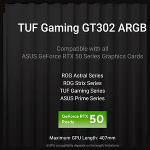 ASUS TUF Gaming GT302 ARGB White Edition ATX Mid-Tower Case, Four 140x28mm ARGB Fans, Interchangeable Panel, Detachable Top Panel, BTF Motherboard Support