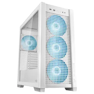 ASUS TUF Gaming GT302 ARGB White Edition ATX Mid-Tower Case, Four 140x28mm ARGB Fans, Interchangeable Panel, Detachable Top Panel, BTF Motherboard Support