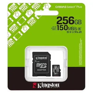 Kingston Canvas Select Plus microSD Card, 256GB, Up to 150MB/s, Class 10 UHS-I U1 V10 A1, SDCS3/256GB