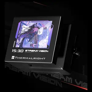 Thermalright Stream Vision 360 CPU Liquid Cooler, 3.5-Inch 640x480 Screen, 6400RPM Pump, 403mm Aluminum Radiator, Black