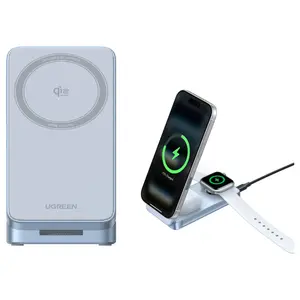 UGREEN 25W Qi2 MagFlow 3-in-1 Magnetic Wireless Charger, 25W Qi2 Fast Charging, Foldable Stand, USB-C Input, W757 65901