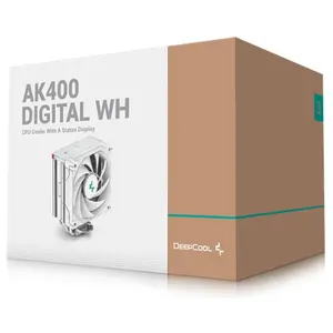 DeepCool AK400 Digital CPU Air Cooler, 120mm Fan 1850RPM, 68.99CFM, 4-Pin PWM, Addressable RGB LED, Intel LGA1851 and AMD AM5 Support, White R-AK400-WHADMN-G