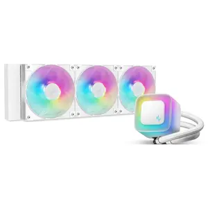 DeepCool LE360 WH V2 Liquid CPU Cooler, 402x120x27mm Aluminum Radiator, 3x120mm ARGB Hydro Bearing Fans, Anti-Leak Technology, White R-LE360-WHAMMN-G-2