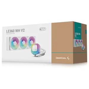 DeepCool LE360 WH V2 Liquid CPU Cooler, 402x120x27mm Aluminum Radiator, 3x120mm ARGB Hydro Bearing Fans, Anti-Leak Technology, White R-LE360-WHAMMN-G-2
